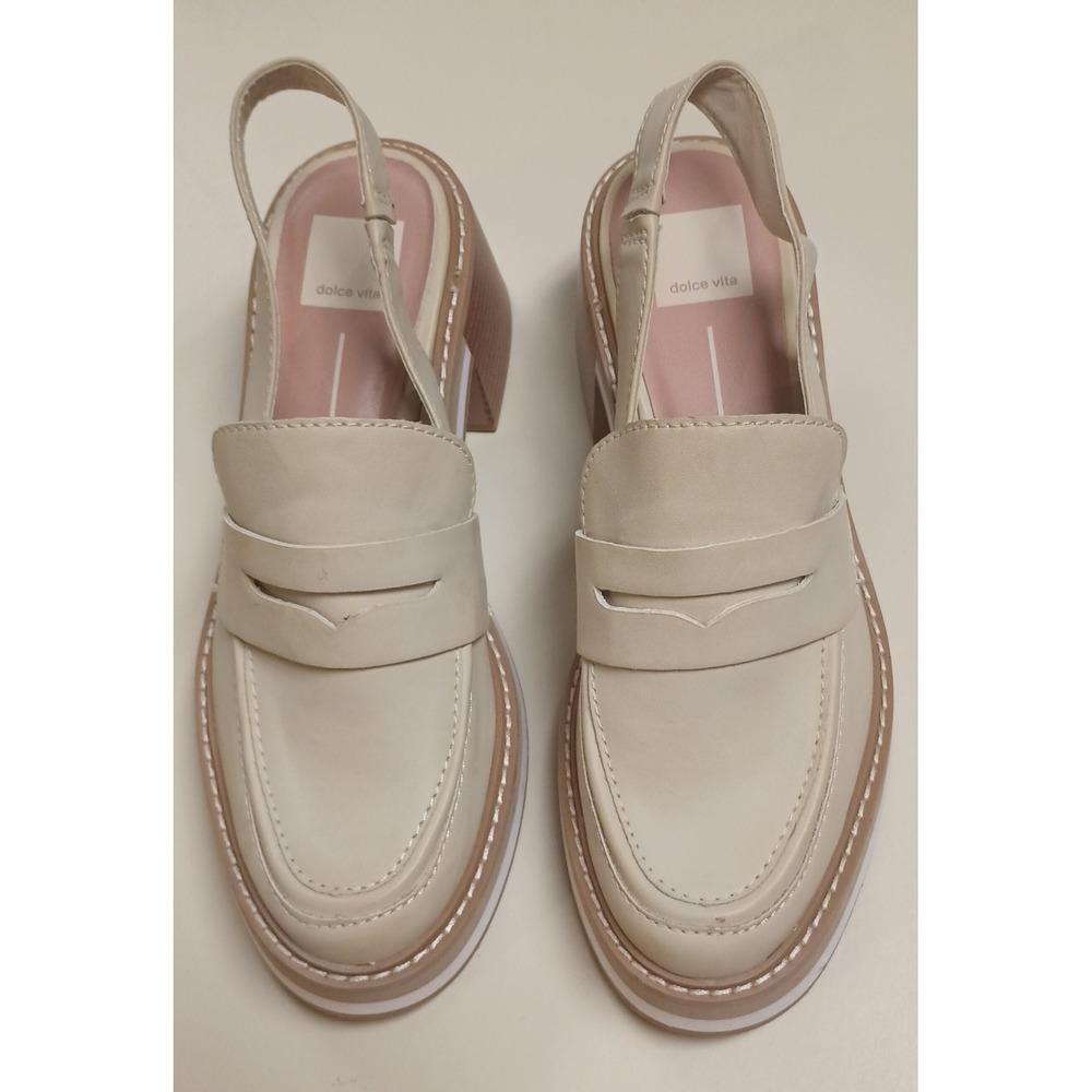 Dolce Vita Chunky Sling Back Heel Hattie loafers in Ivory Stella 7.5
